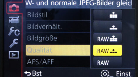 RAW und JPG gleichzeitig aufnehmen - Custom Speicher programmieren