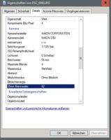 In Windows kann man die Metadaten über die Eigenschaften der Datei abrufen (Rechtsklick) In Windows kann man die Metadaten über die Eigenschaften der Datei abrufen (Rechtsklick)