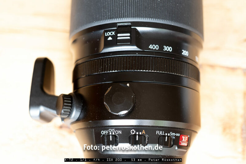 Test Fujifilm FUJINON XF100-400mm F4.5-5.6 R LM OIS WR - Schalter am Fujifilm 100-400mm Test Fujifilm FUJINON XF100-400mm F4.5-5.6 R LM OIS WR - Schalter am Fujifilm 100-400mm