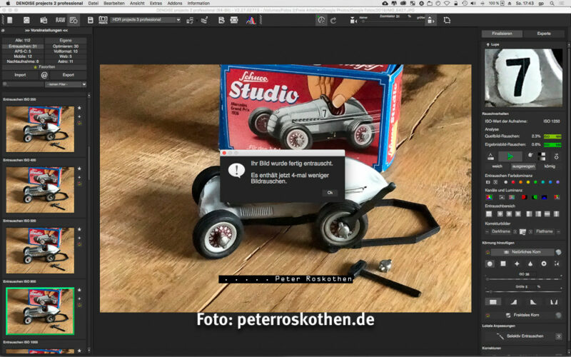 Die Benutzeroberfläche von Denoise Projects 2 Professional