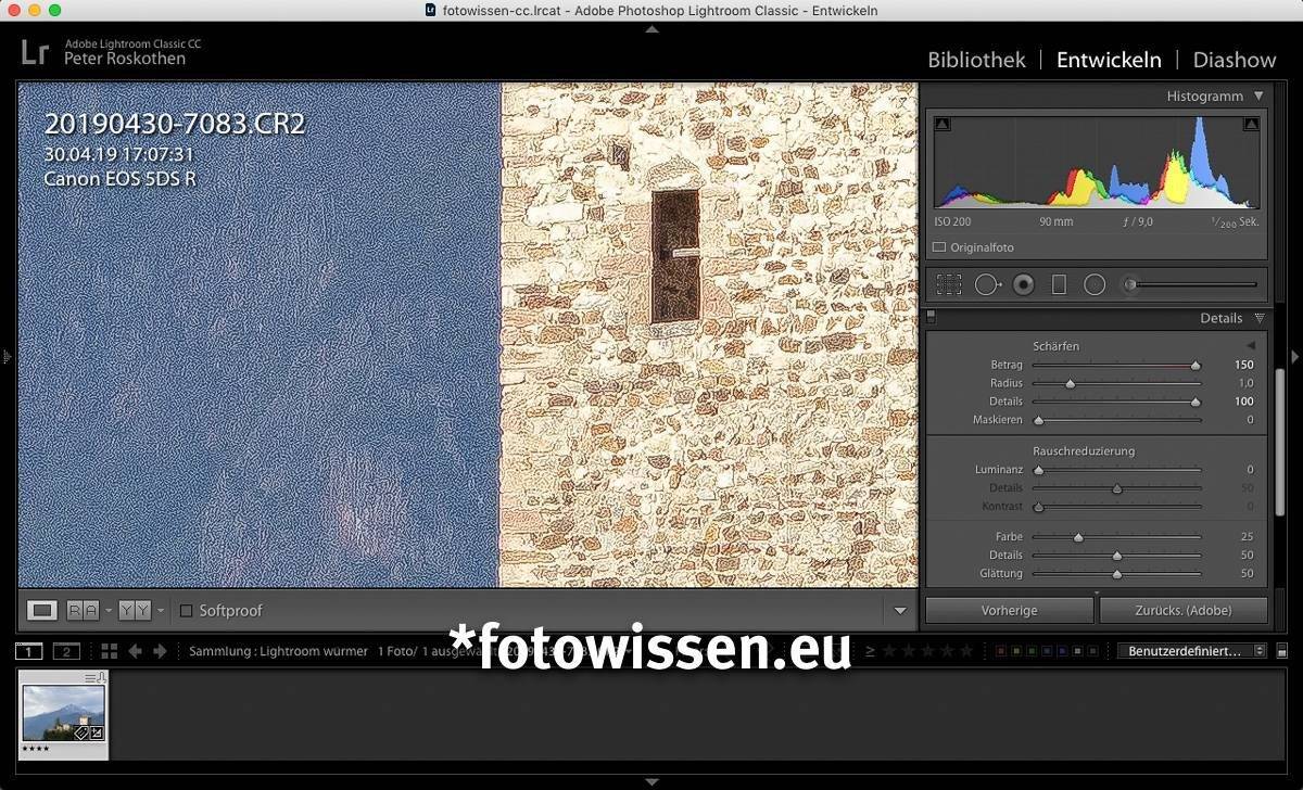 Lightroom überschärft: es entstehen Würmer auch bei Canon RAW Lightroom überschärft: es entstehen Würmer auch bei Canon RAW
