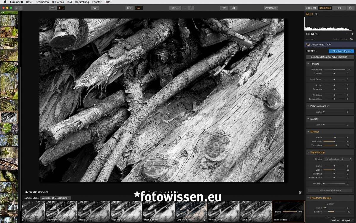 Luminar 3 Bedienoberfläche - aufgeräumt und einfach Luminar3 Bedienungsoberflaeche