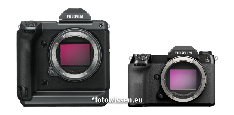 Größenvergleich Gehäuse Fujifilm GFX 100 versus GFX 100S Größenvergleich Gehäuse Fujifilm GFX 100 versus GFX 100S