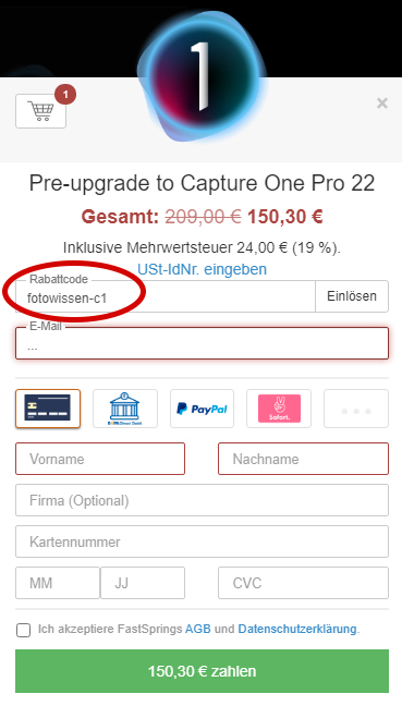 Capture One Rabatt für Fotowissen-Leser Capture One Rabatt für Fotowissen-Leser