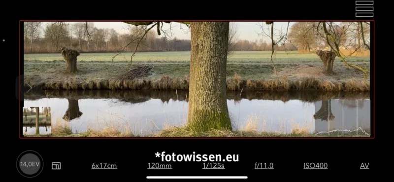 Smartphone App Viewfinder mit Panoramaformat 3:1