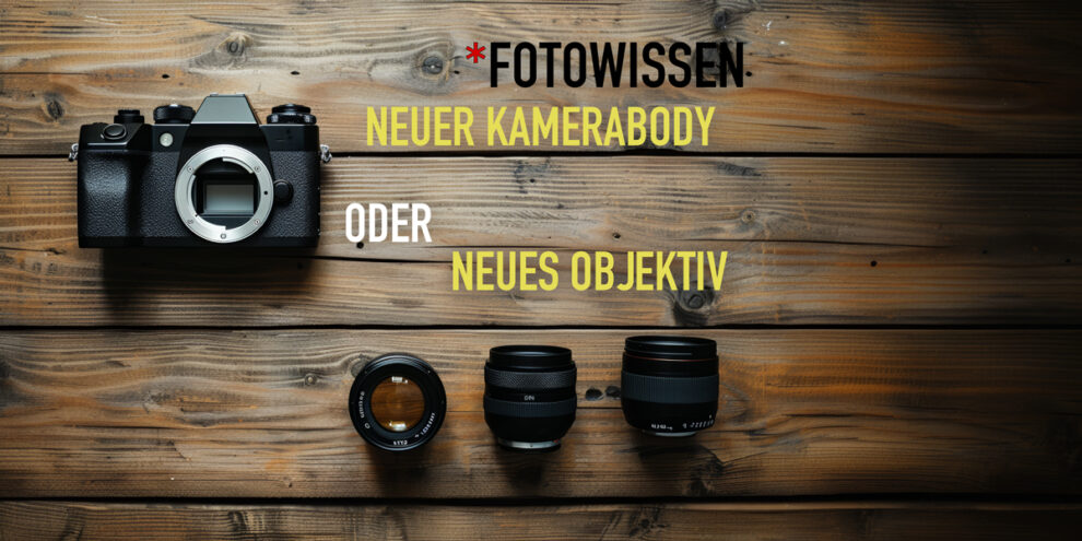 Neuen Kamerabody kaufen oder neues Objektiv kaufen? Bild KI generiert für *fotowissen.