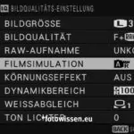 Fujifilm Kameramenü - Filmsimulation ACROS+Rot-Filter