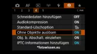 Vintage Objektive an Canon R-Kameras - Menü Ohne Objektiv auslösen